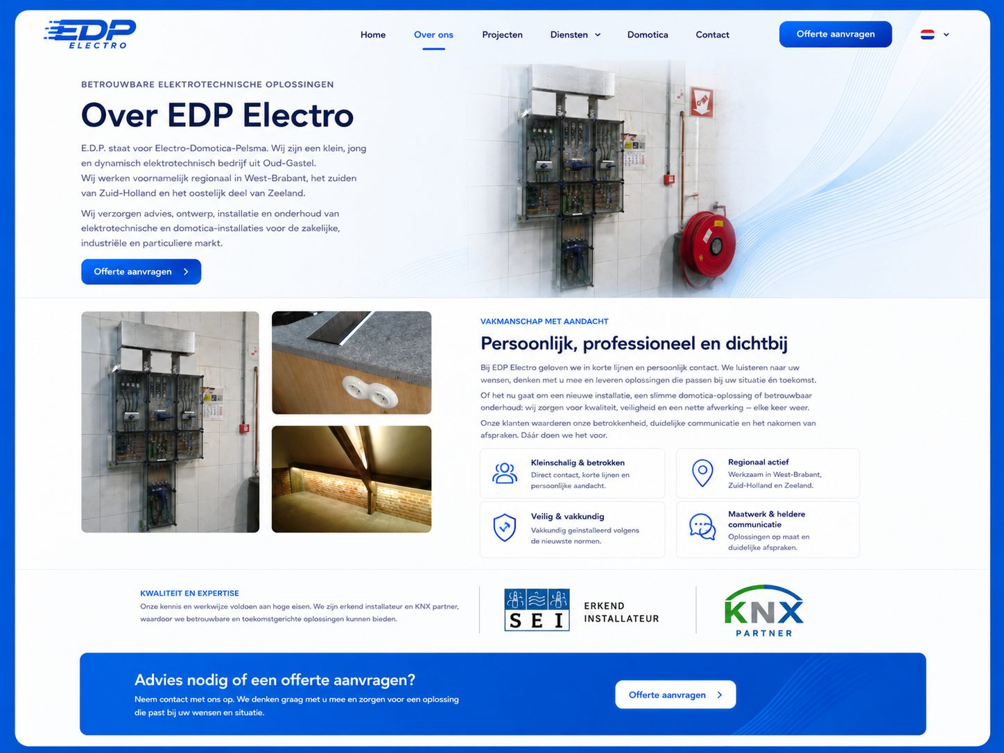 Over ons-pagina van EDP Electro