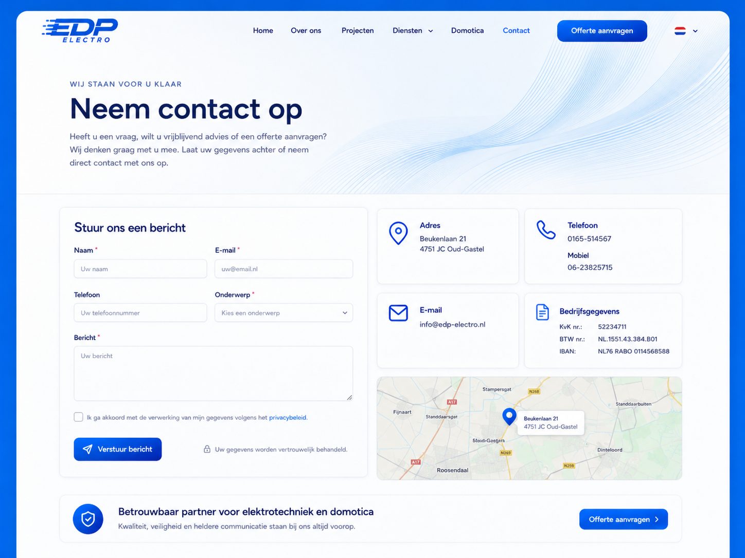 Contactpagina van EDP Electro